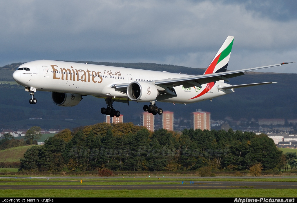 Emirates Airlines A6-EBF aircraft at Glasgow