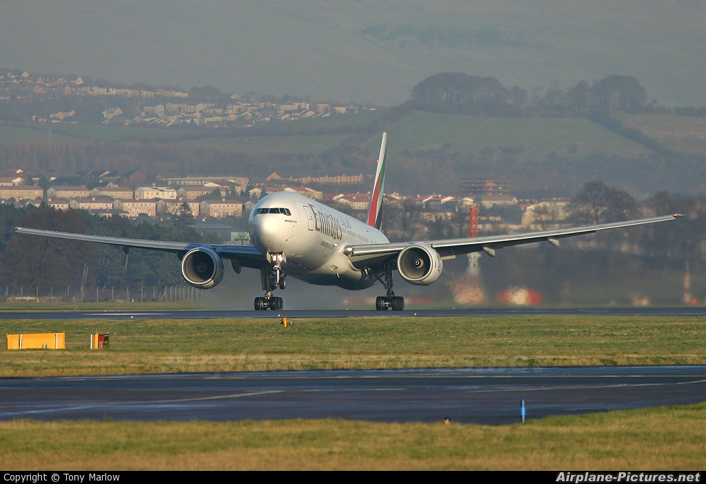 Emirates Airlines A6-EML aircraft at Glasgow
