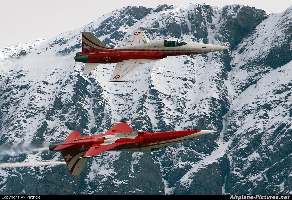 Switzerland - Air Force:  Patrouille de Suisse J-3090 aircraft at Axalp - Ebenfluh Range