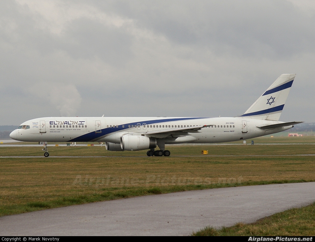 El Al Israel Airlines 4X-EBV aircraft at Prague - Václav Havel