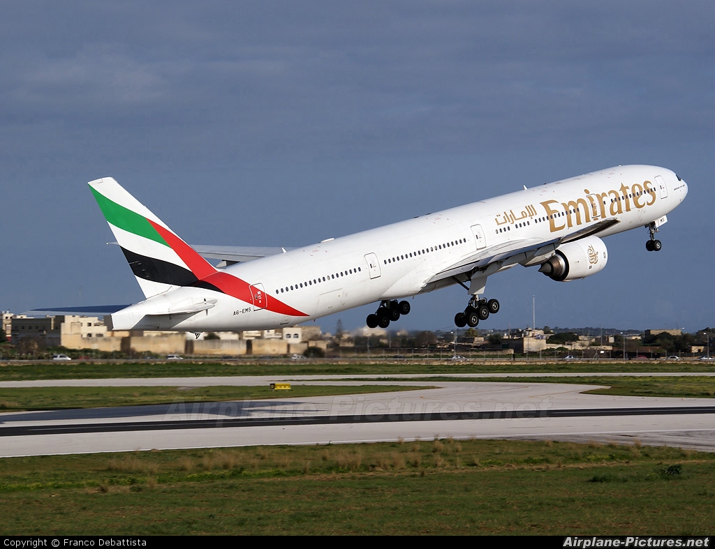Emirates Airlines A6-EMS aircraft at Malta Intl