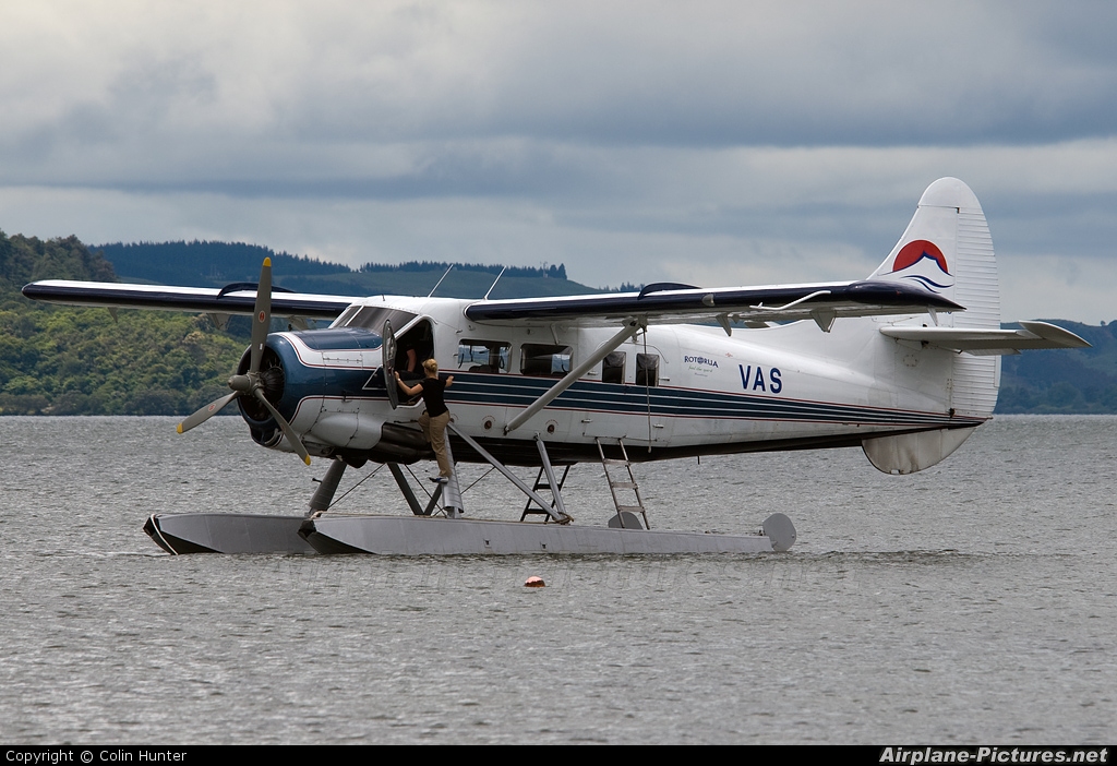 Volcanic Air Safaris ZK-VAS aircraft at Lake Rotorua