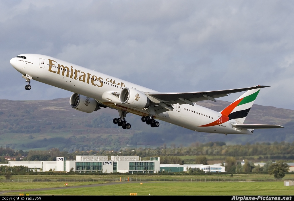 Emirates Airlines A6-EBP aircraft at Glasgow