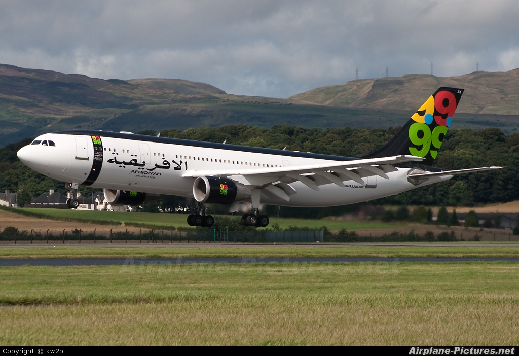 Afriqiyah Airways 5A-IAY aircraft at Glasgow