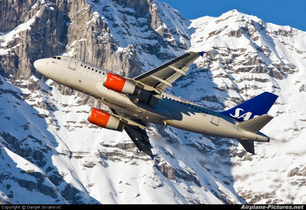 SAS - Scandinavian Airlines OY-KBR aircraft at Innsbruck