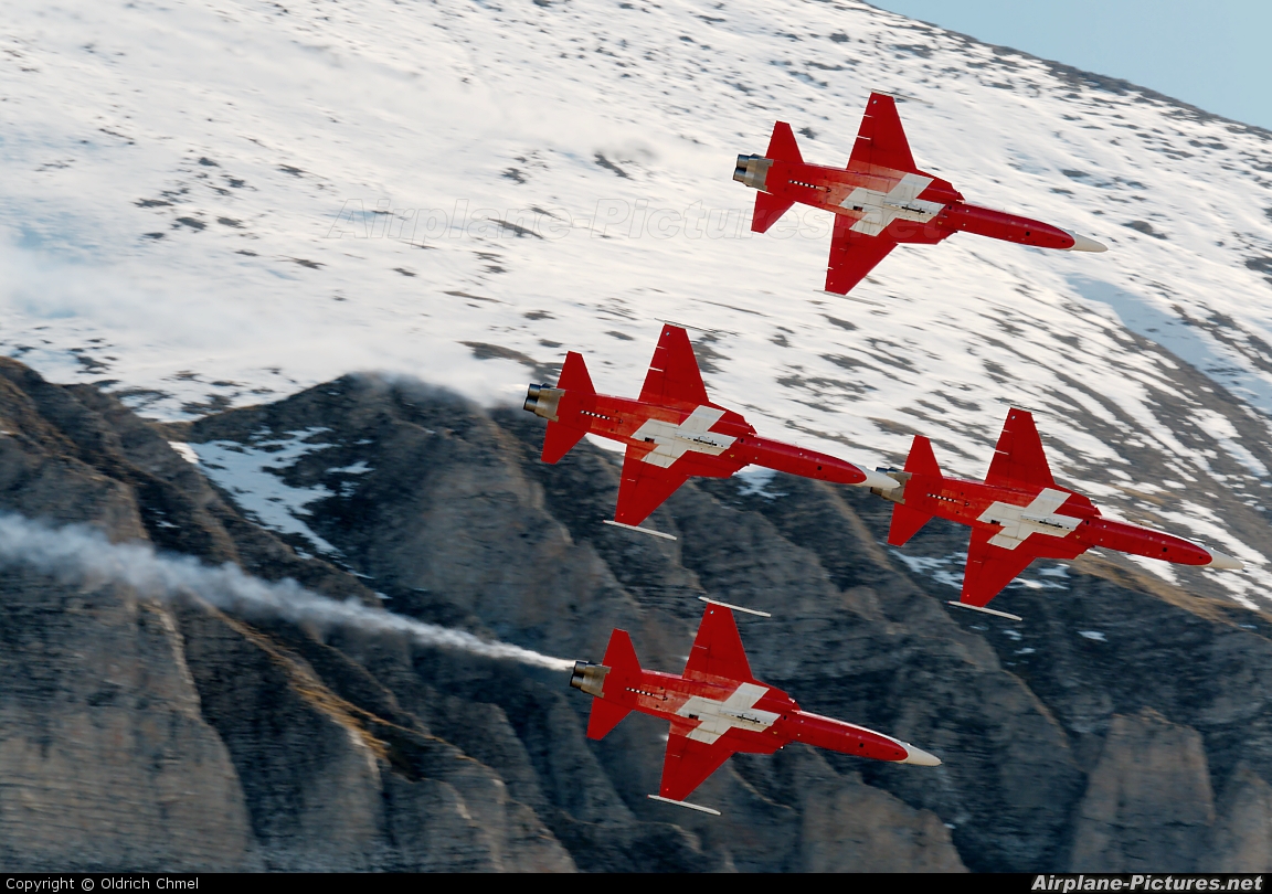 Switzerland - Air Force:  Patrouille de Suisse J-3082 aircraft at Axalp - Ebenfluh Range