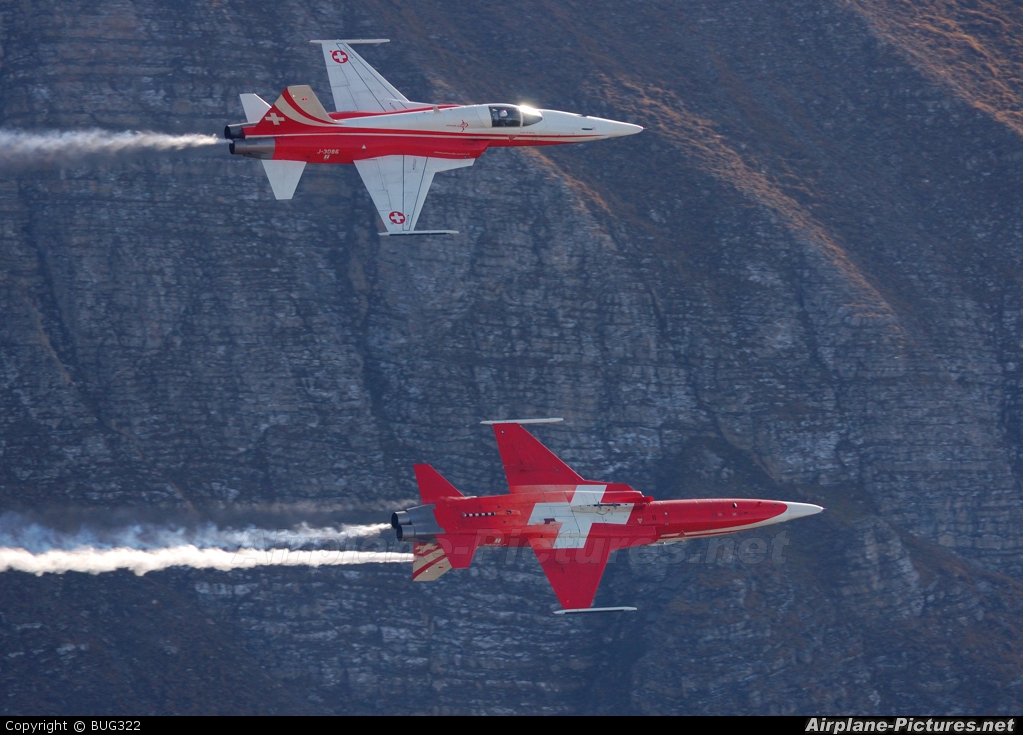 Switzerland - Air Force:  Patrouille de Suisse J-3086 aircraft at Axalp - Ebenfluh Range