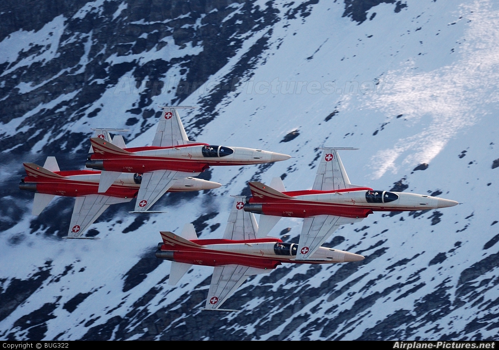 Switzerland - Air Force:  Patrouille de Suisse J-3084 aircraft at Axalp - Ebenfluh Range