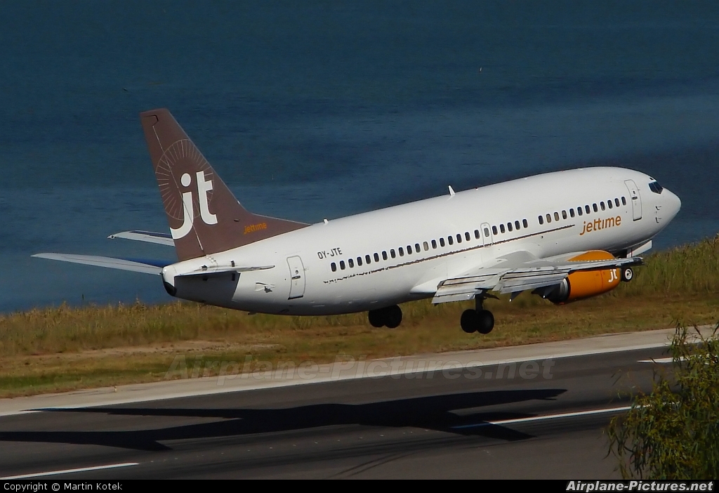 Jet Time OY-JTE aircraft at Corfu - Ioannis Kapodistrias