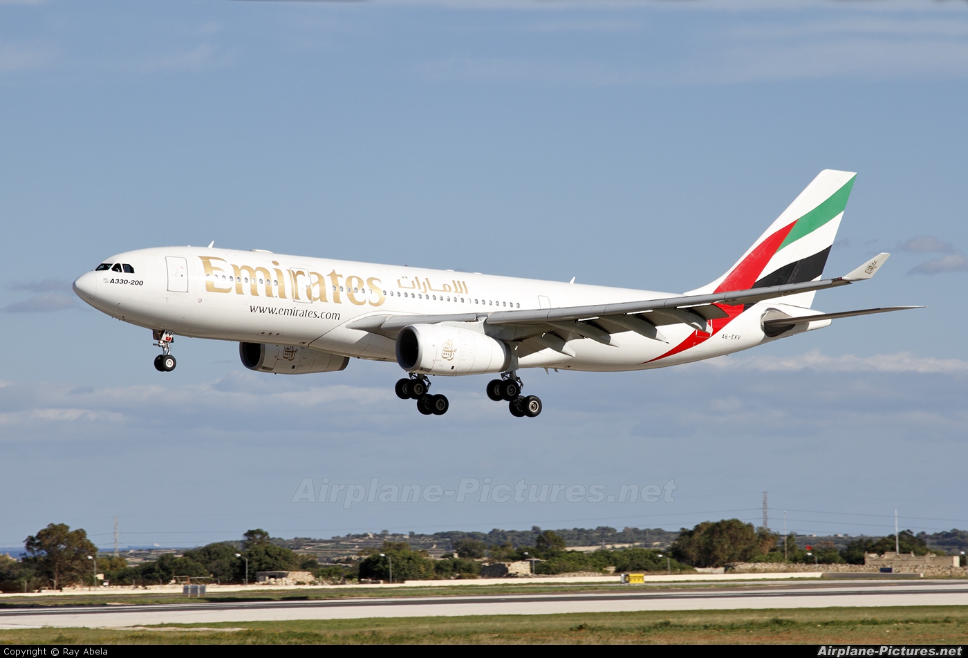 Emirates Airlines A6-EKV aircraft at Malta Intl