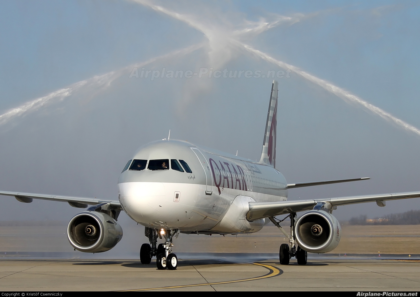 Qatar Airways A7-AHD aircraft at Budapest Ferenc Liszt International Airport
