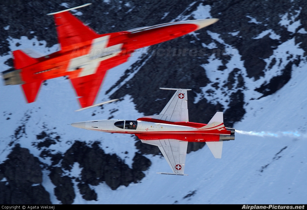 Switzerland - Air Force:  Patrouille de Suisse J-3082 aircraft at Axalp - Ebenfluh Range