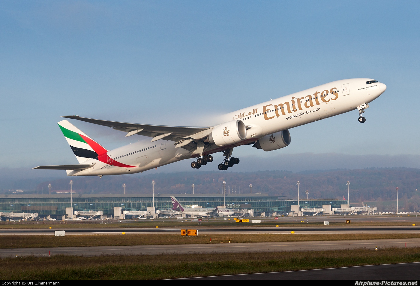Emirates Airlines A6-ECH aircraft at Zurich