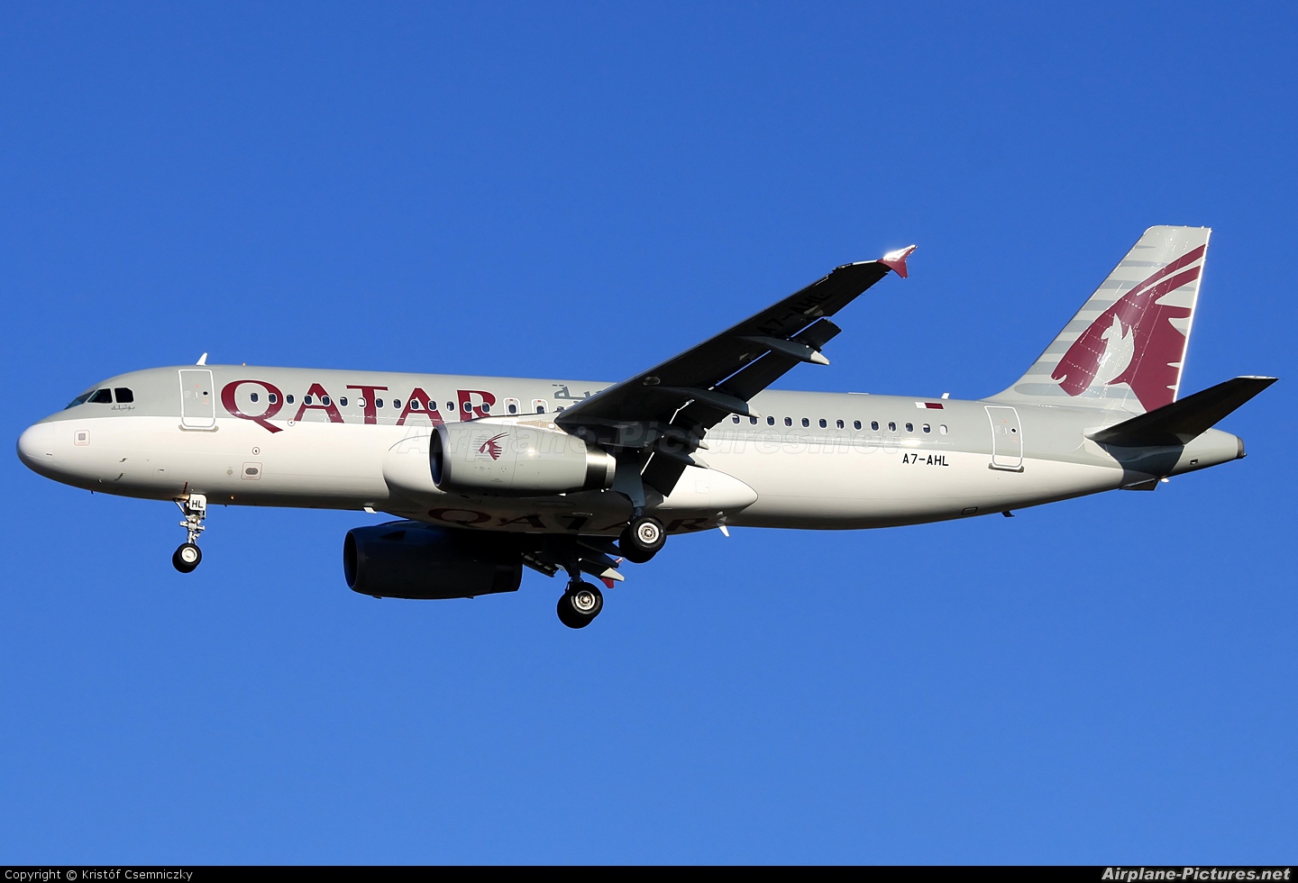 Qatar Airways A7-AHL aircraft at Budapest Ferenc Liszt International Airport