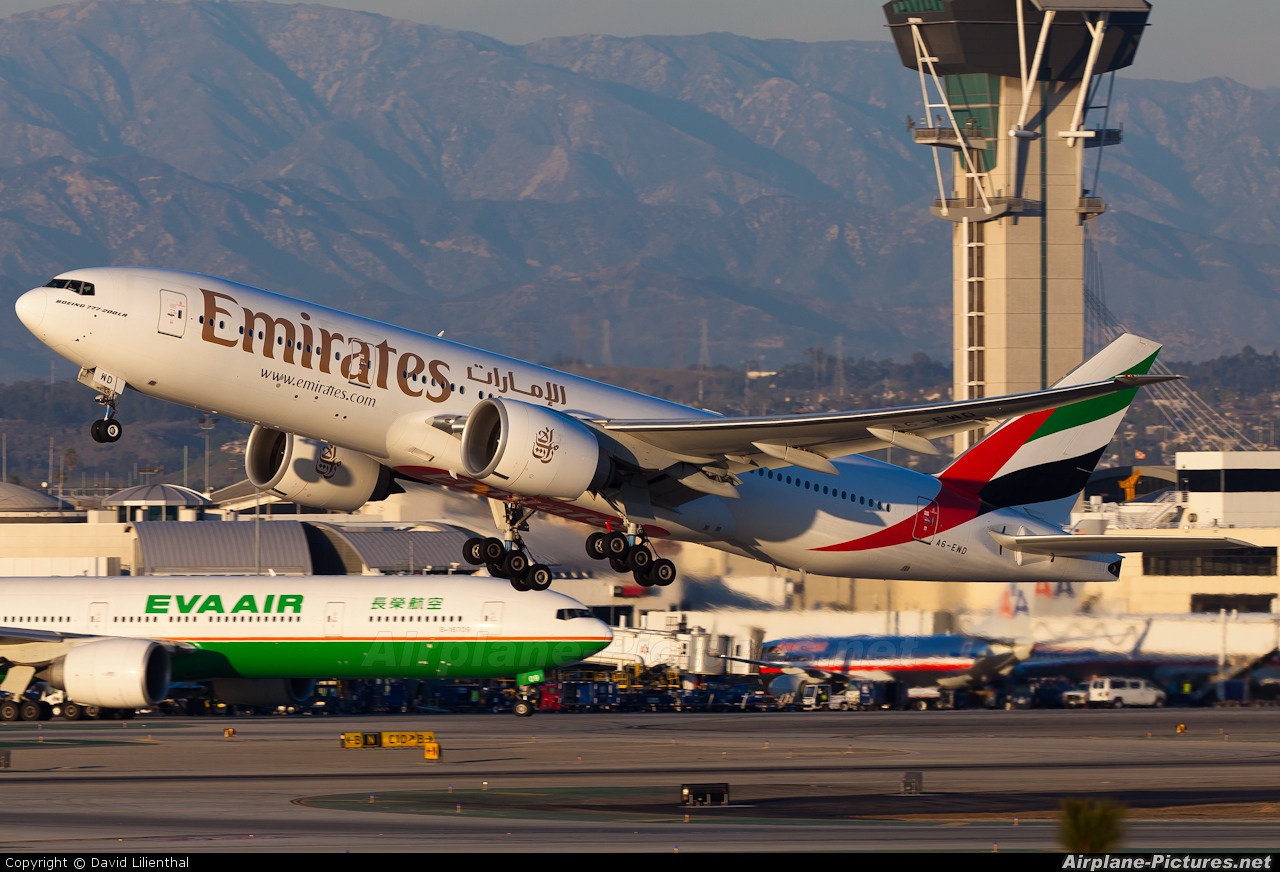Emirates Airlines A6-EWD aircraft at Los Angeles Intl
