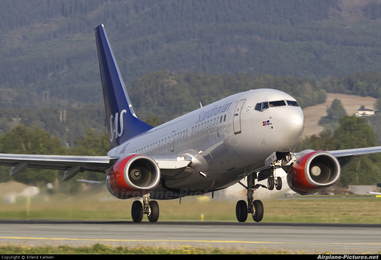 SAS - Scandinavian Airlines LN-RPK aircraft at Trondheim - Vaernes