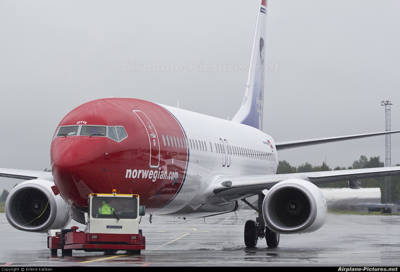 Norwegian Air Shuttle LN-DYQ aircraft at Trondheim - Vaernes
