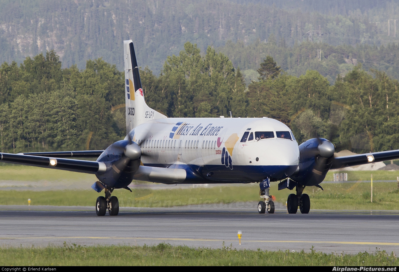 West Air Europe SE-LPX aircraft at Trondheim - Vaernes