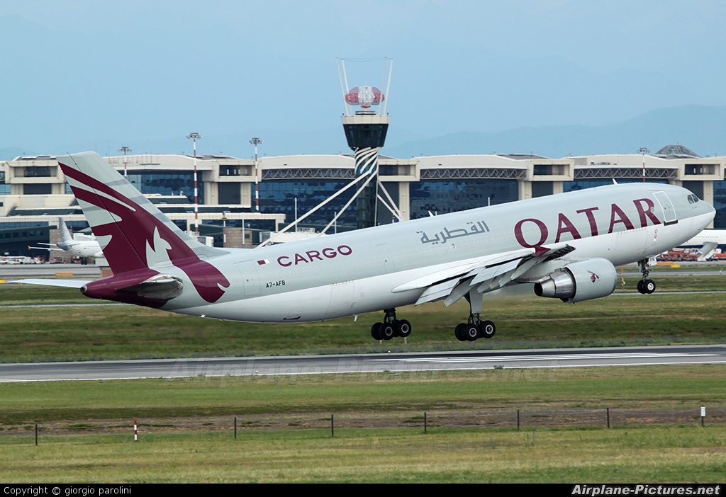 Qatar Airways Cargo A7-AFB aircraft at Milan - Malpensa