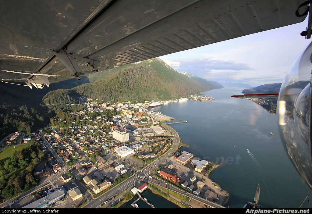 Wings of Alaska N339AK aircraft at Juneau Harbor