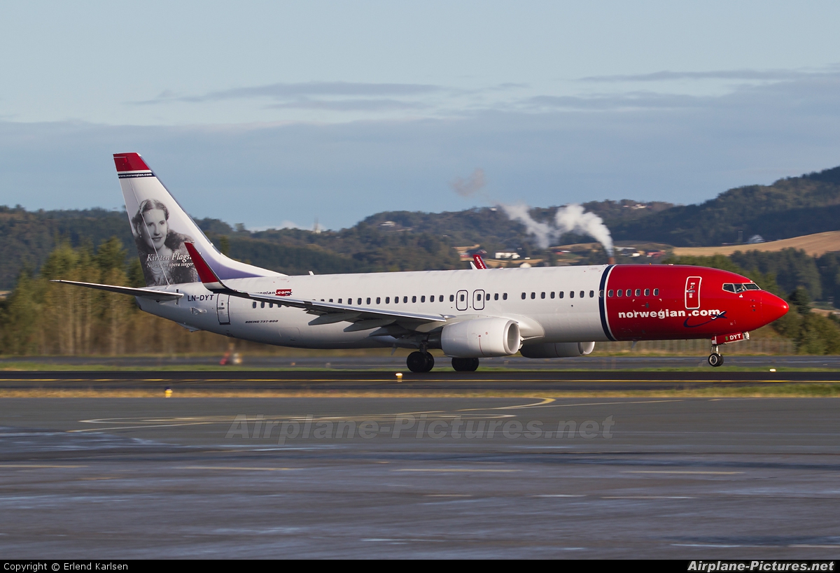 Norwegian Air Shuttle LN-DYT aircraft at Trondheim - Vaernes