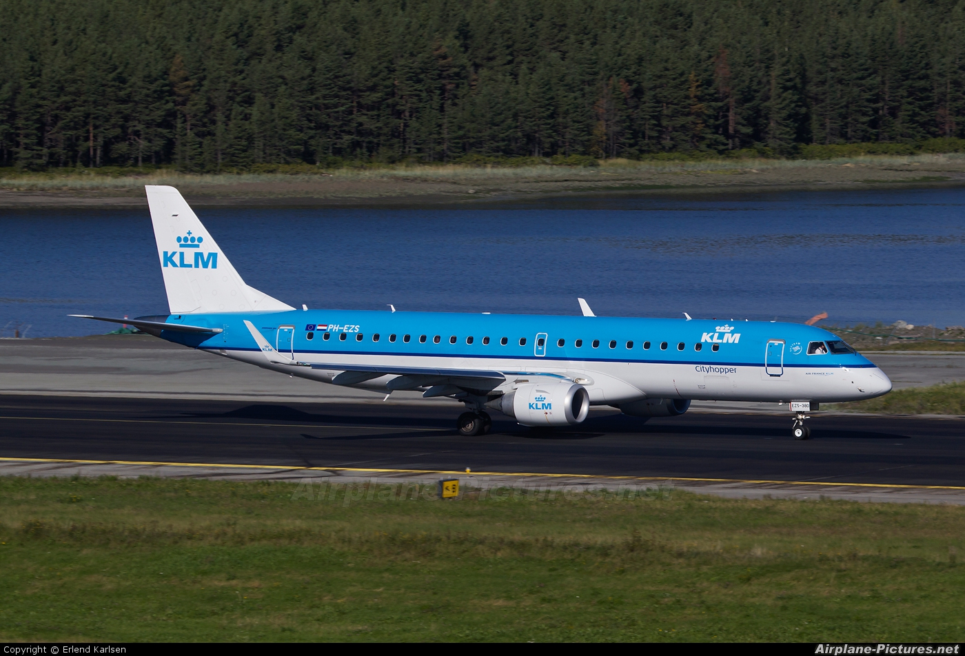 KLM Cityhopper PH-EZS aircraft at Trondheim - Vaernes