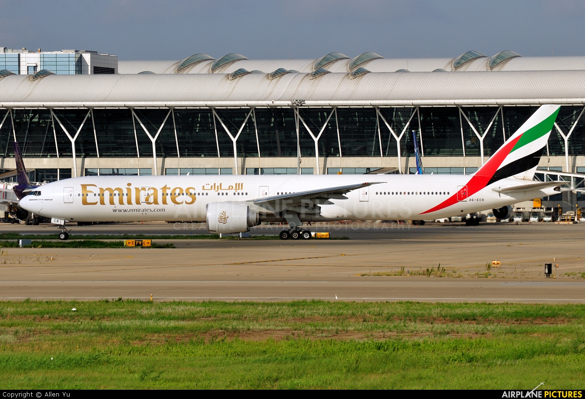 Emirates Airlines A6-ECR aircraft at Shanghai - Pudong Intl