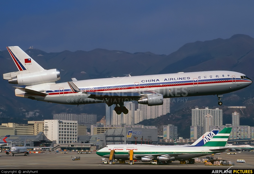 China Airlines B-153 aircraft at HKG - Kai Tak Intl CLOSED