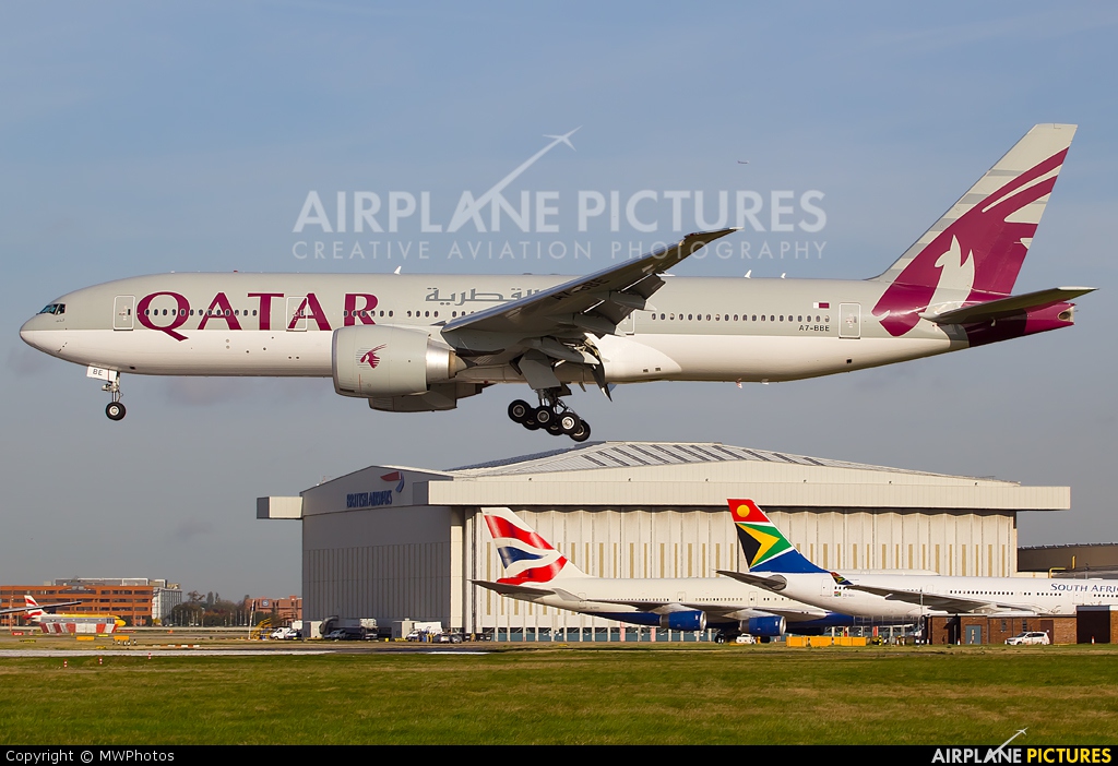 Qatar Airways A7-BBE aircraft at London - Heathrow