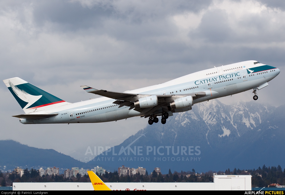 Cathay Pacific B-HUA aircraft at Vancouver Intl, BC
