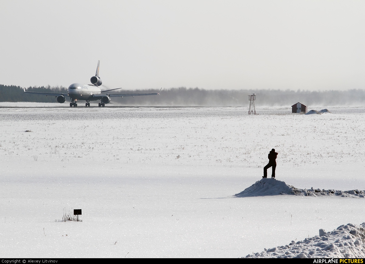 Lufthansa Cargo D-ALCD aircraft at Krasnoyarsk - Yemelyanovo