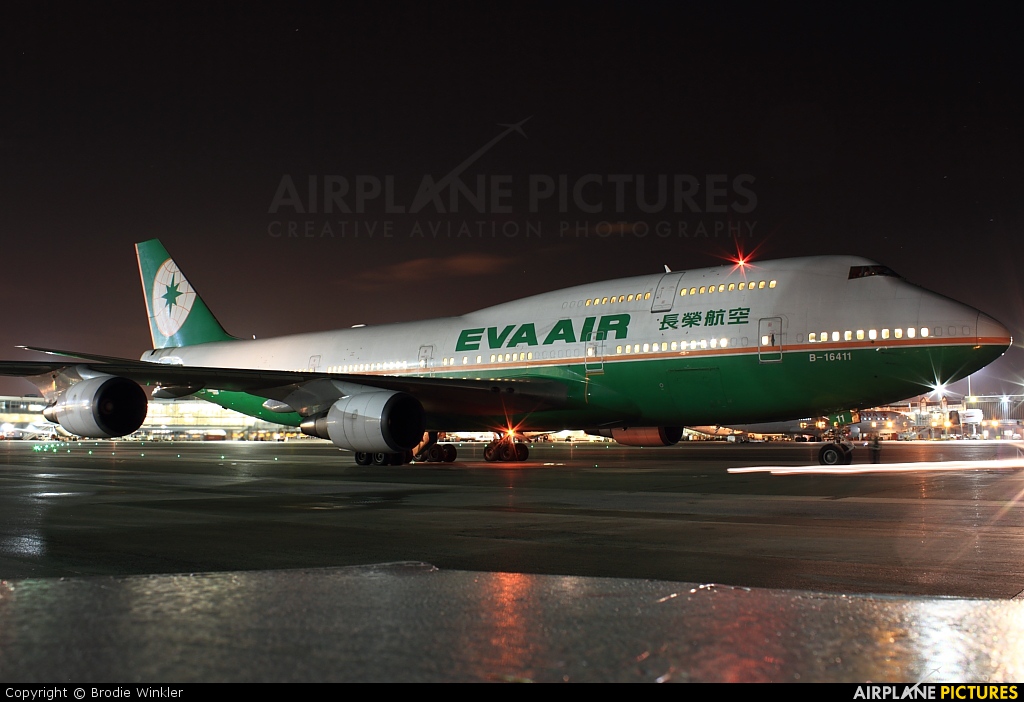 Eva Air B-16411 aircraft at Vancouver Intl, BC