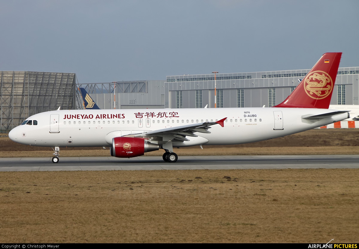 Juneyao Airlines D-AUBG aircraft at Hamburg - Finkenwerder
