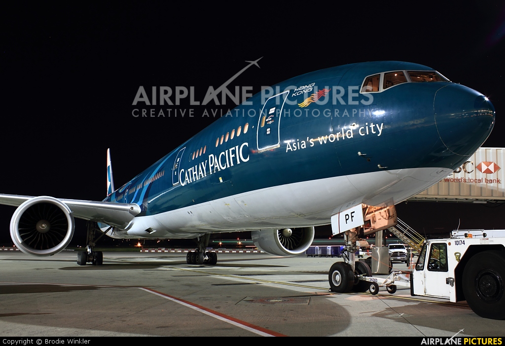 Cathay Pacific B-KPF aircraft at Vancouver Intl, BC