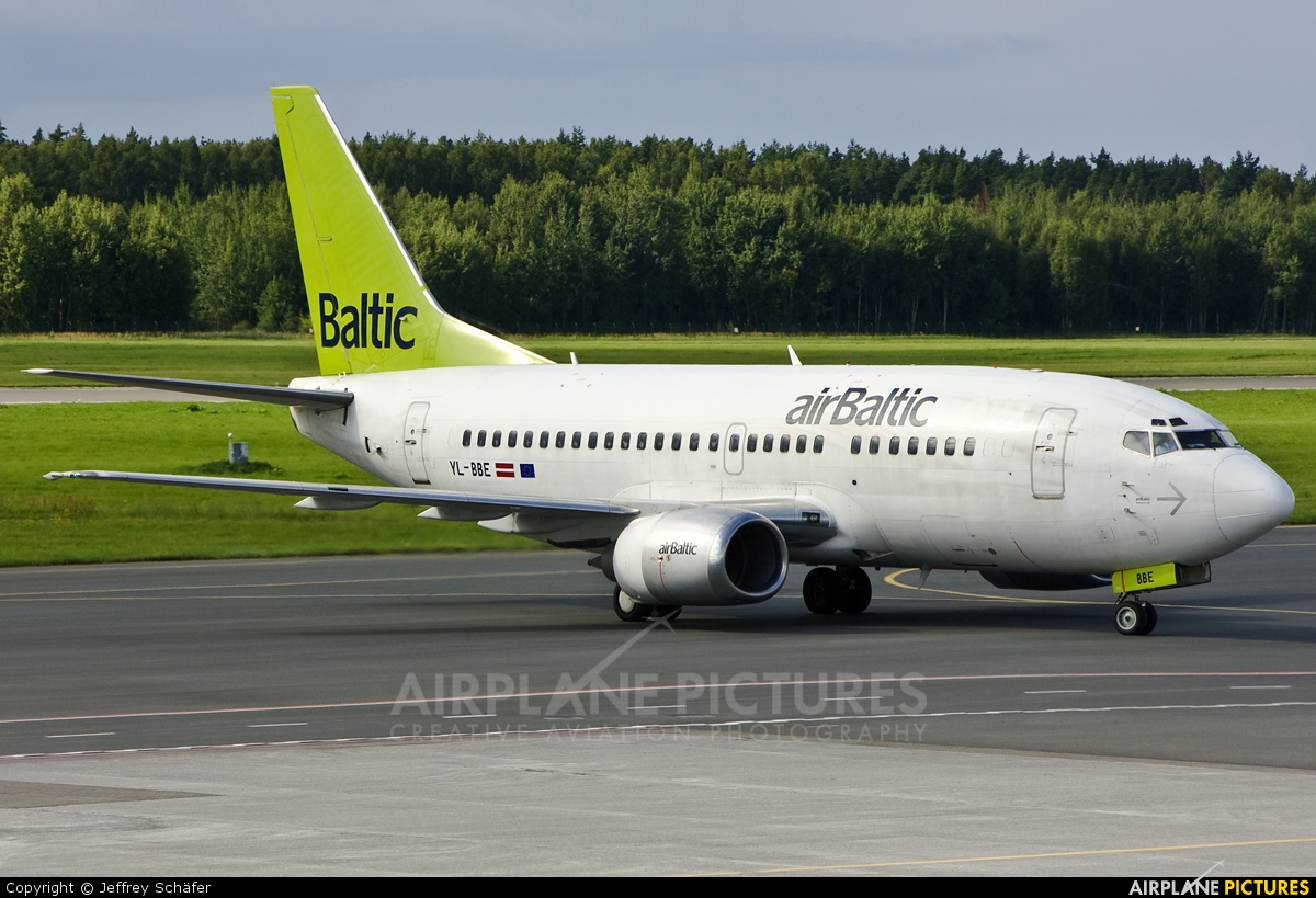 Air Baltic YL-BBE aircraft at Riga Intl