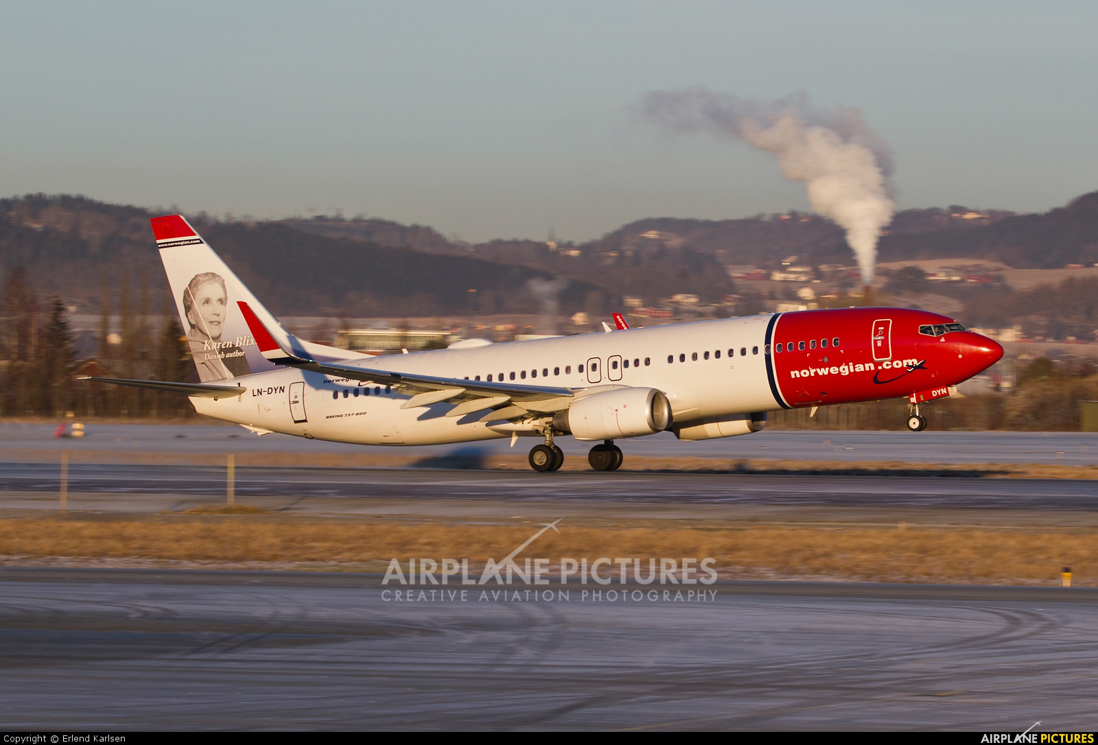 Norwegian Air Shuttle LN-DYN aircraft at Trondheim - Vaernes