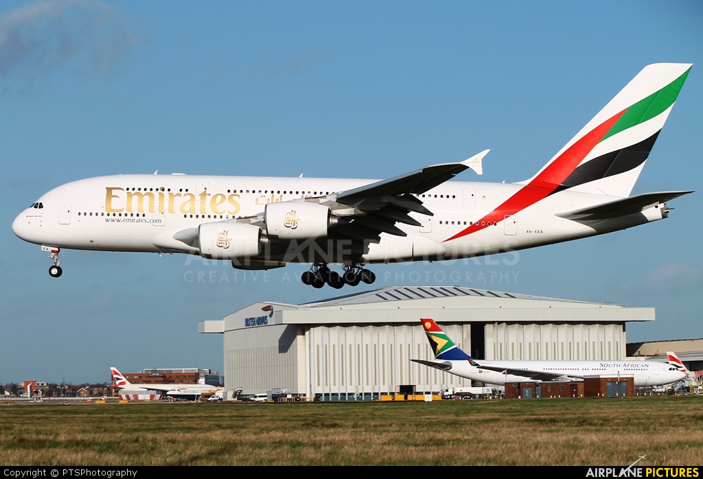 Emirates Airlines A6-EEA aircraft at London - Heathrow