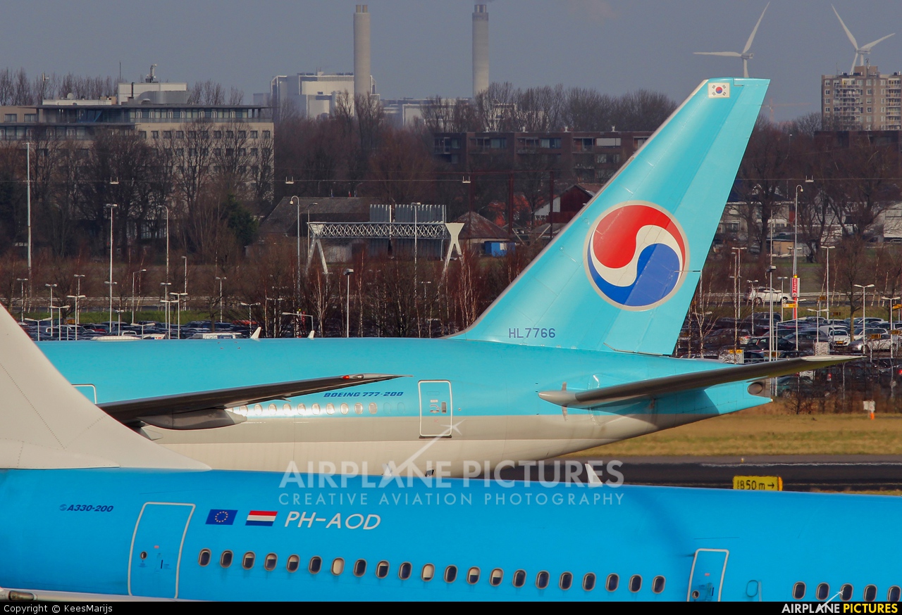Korean Air HL7766 aircraft at Amsterdam - Schiphol
