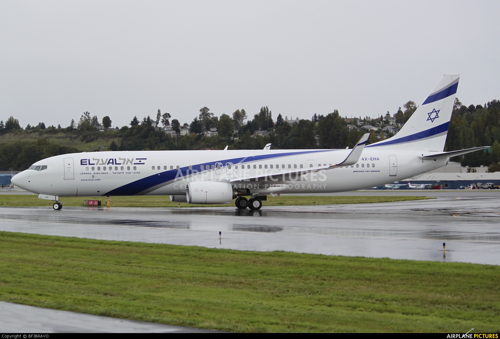 El Al Israel Airlines 4X-EHA aircraft at Seattle - Boeing Field / King County Intl