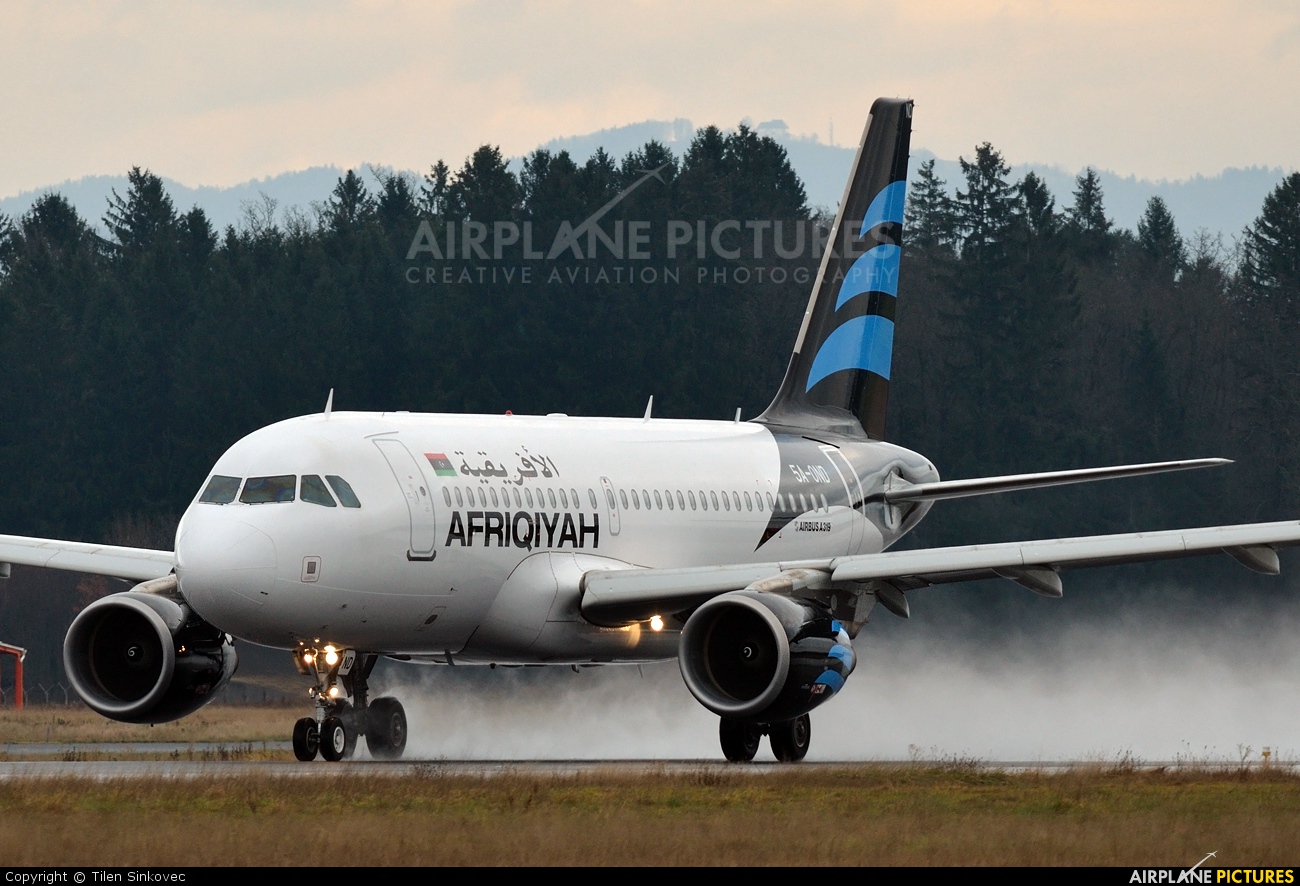 Afriqiyah Airways 5A-OND aircraft at Ljubljana - Brnik