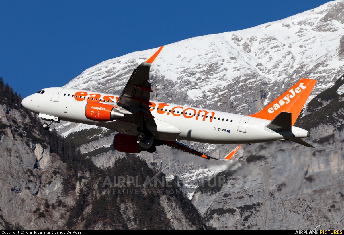 easyJet G-EZWN aircraft at Innsbruck