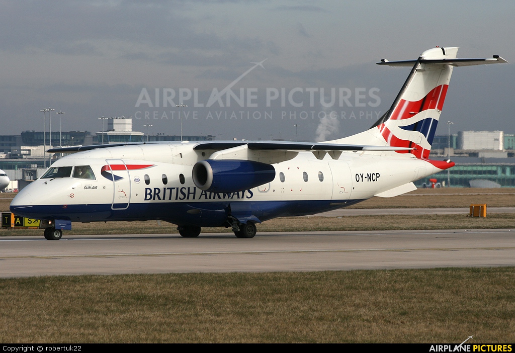 British Airways - Sun Air OY-NCP aircraft at Manchester