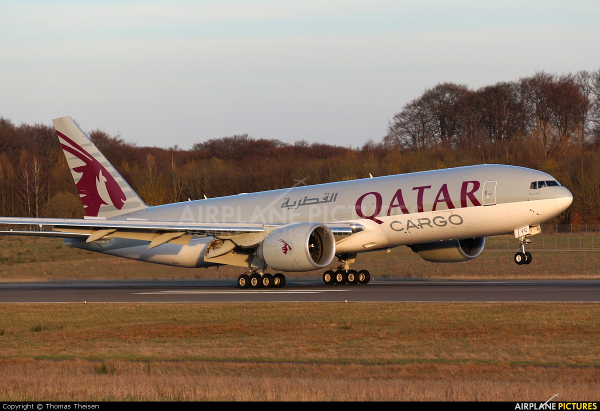 Qatar Airways Cargo A7-BFC aircraft at Luxembourg - Findel