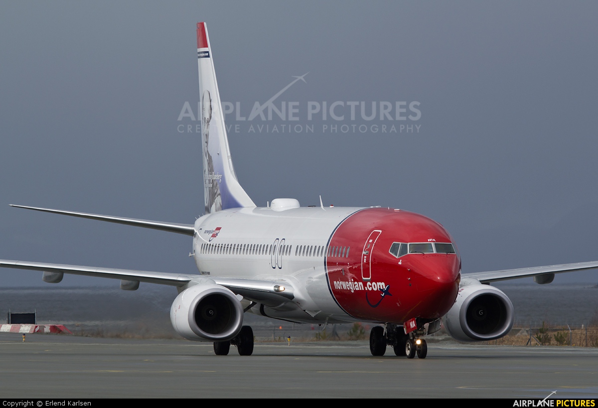 Norwegian Air Shuttle LN-NIA aircraft at Trondheim - Vaernes