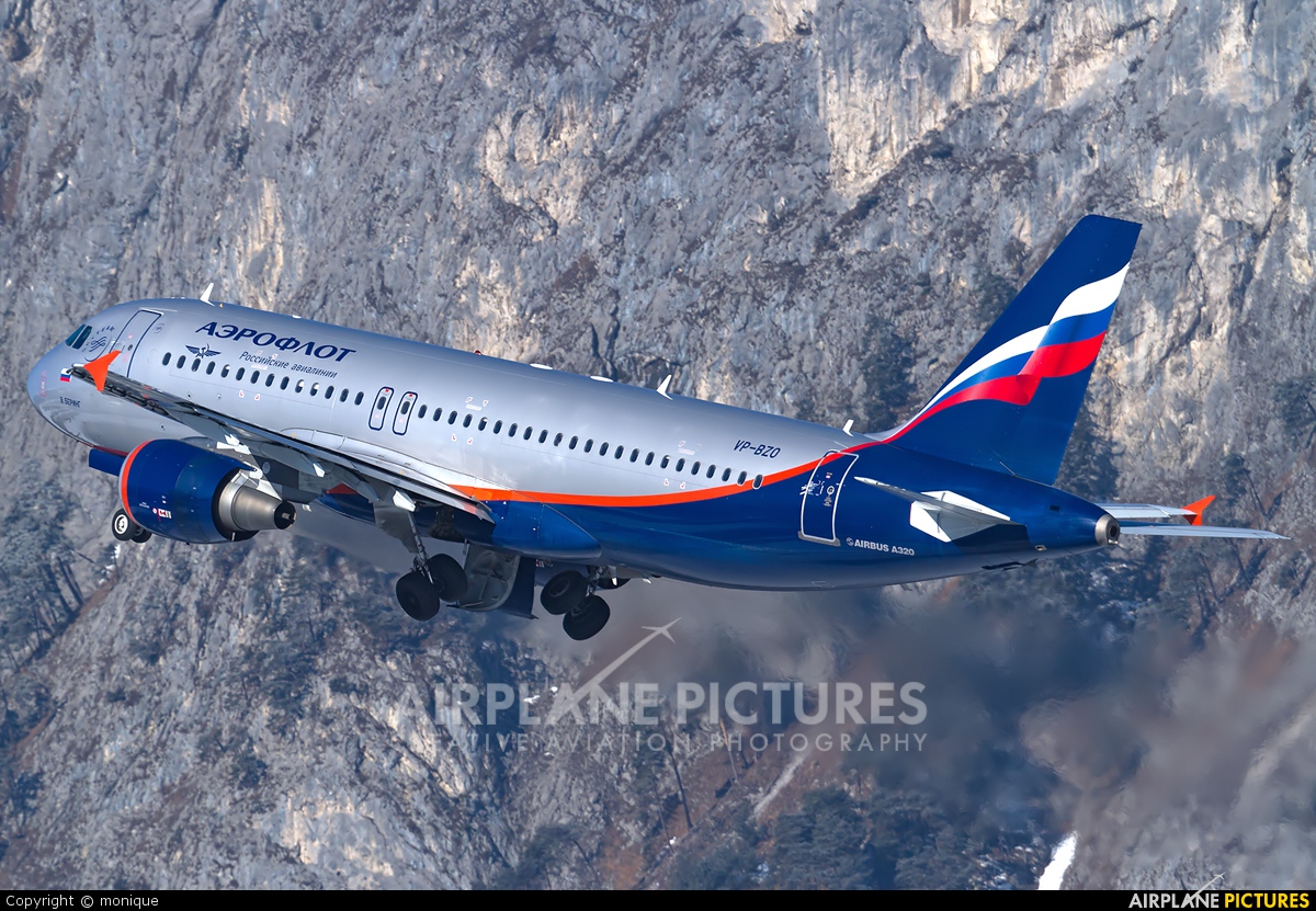 Aeroflot VP-BZO aircraft at Innsbruck