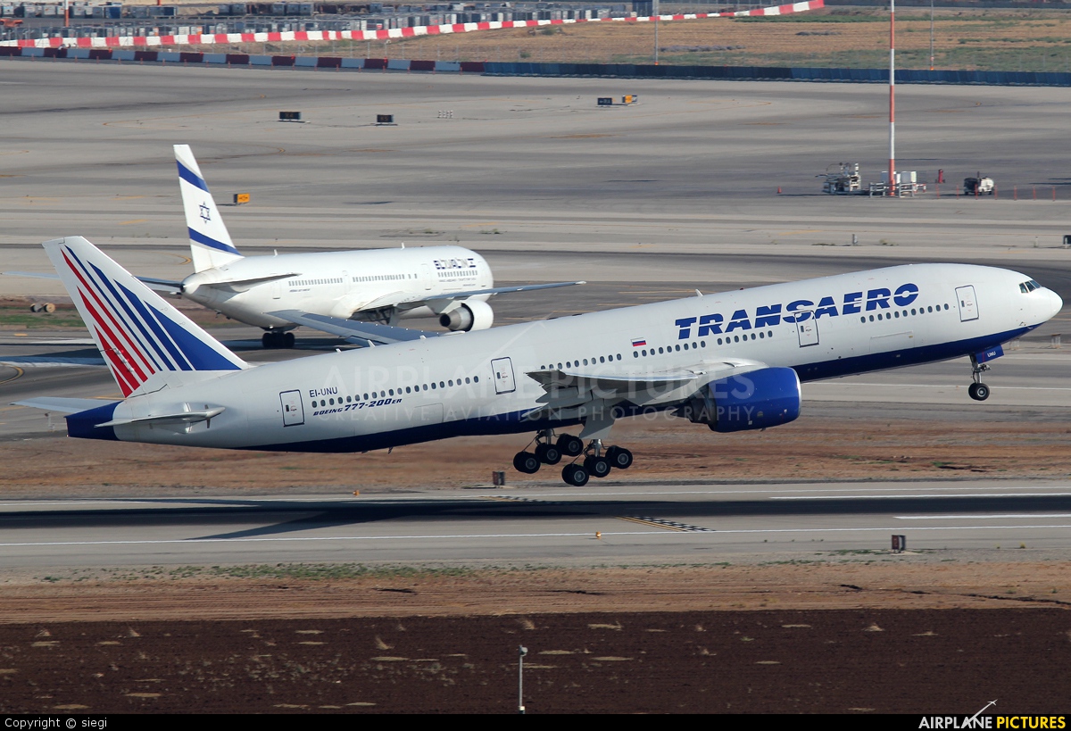 Transaero Airlines EI-UNU aircraft at Tel Aviv - Ben Gurion