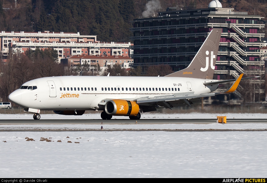 Jet Time OY-JTE aircraft at Innsbruck