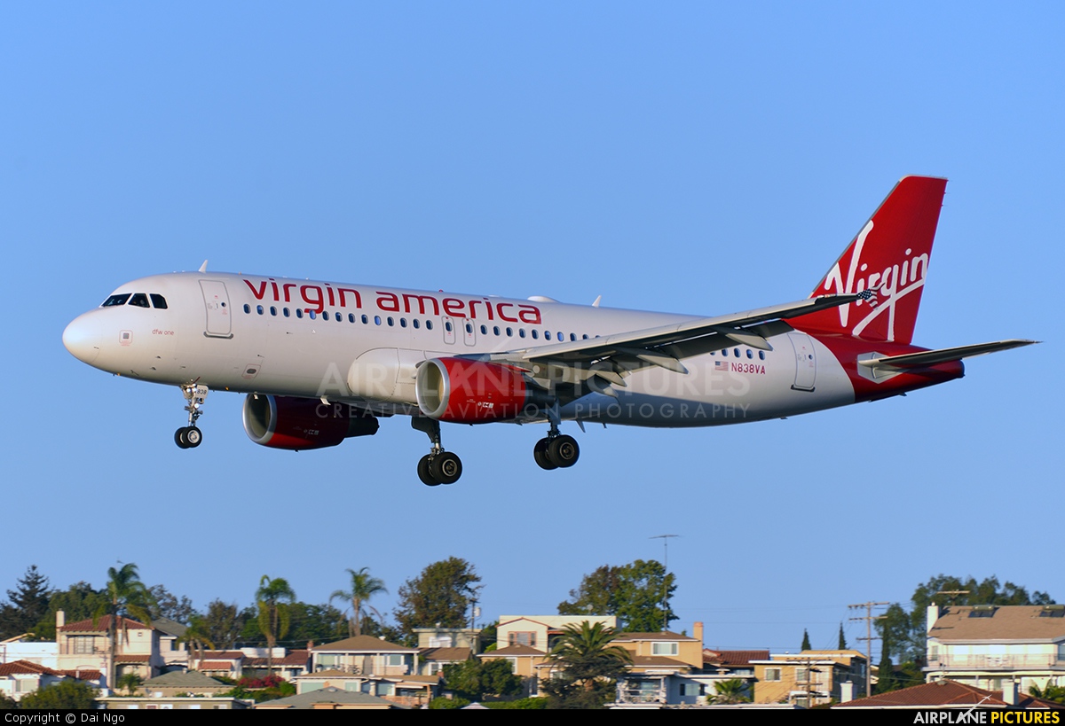 Virgin America N838VA aircraft at San Diego - Lindbergh Field
