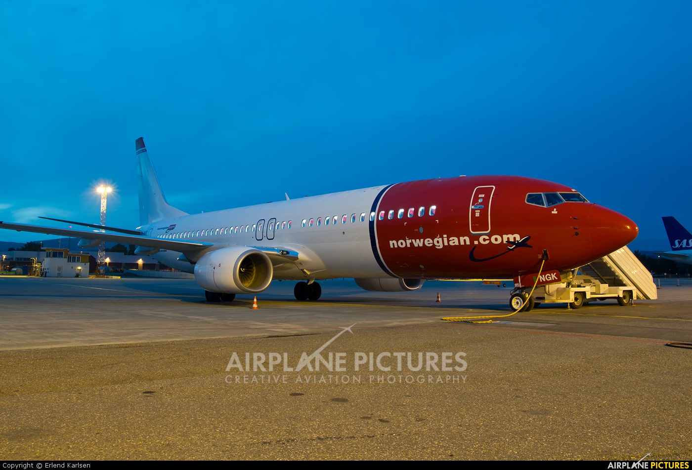 Norwegian Air Shuttle LN-NGK aircraft at Trondheim - Vaernes