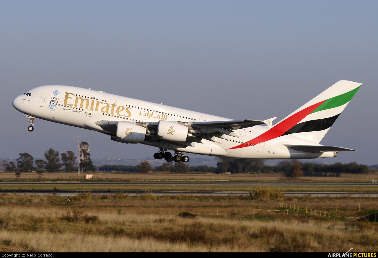 Emirates Airlines A6-EDK aircraft at Rome - Fiumicino